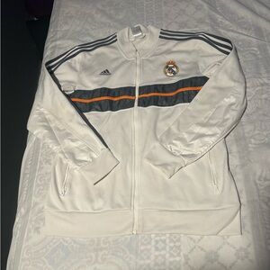 Adidas White and Gray 2013-2014 Real Madrid Jacket